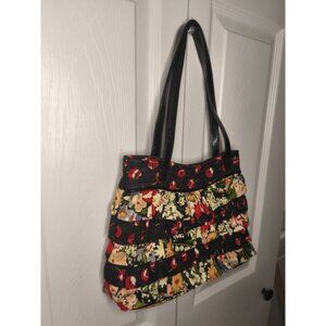 Vera Bradley Colorful Ruffled Tote Bag Purse Handbag Floral Print